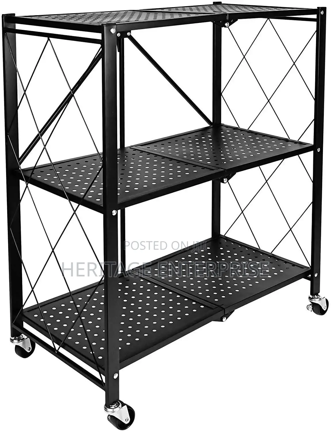 Kitchen Metallic Storage* Rack With Wheels.