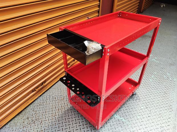 3 Tier Metallic Service Tool Trolley Cart - main view