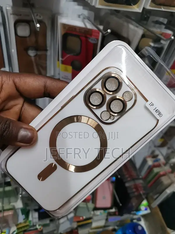 iPhone 14 Pro 6D Gold Plated Magsafe Magnetic Phone Case(Whi