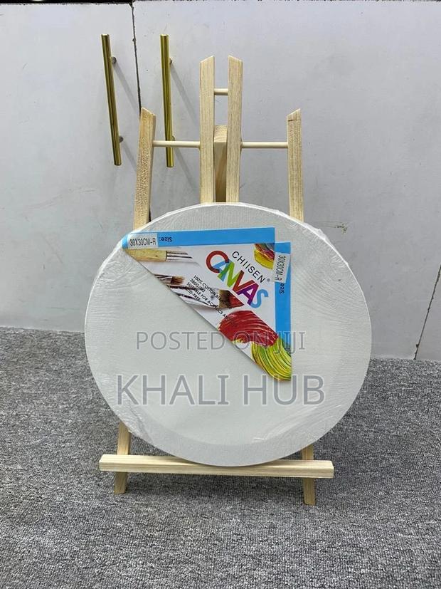 Quality 40cm Round Canvas Board With Easel Stand - main view