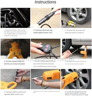 Electric Car Jack Kit With Electric Wrench And Inflator