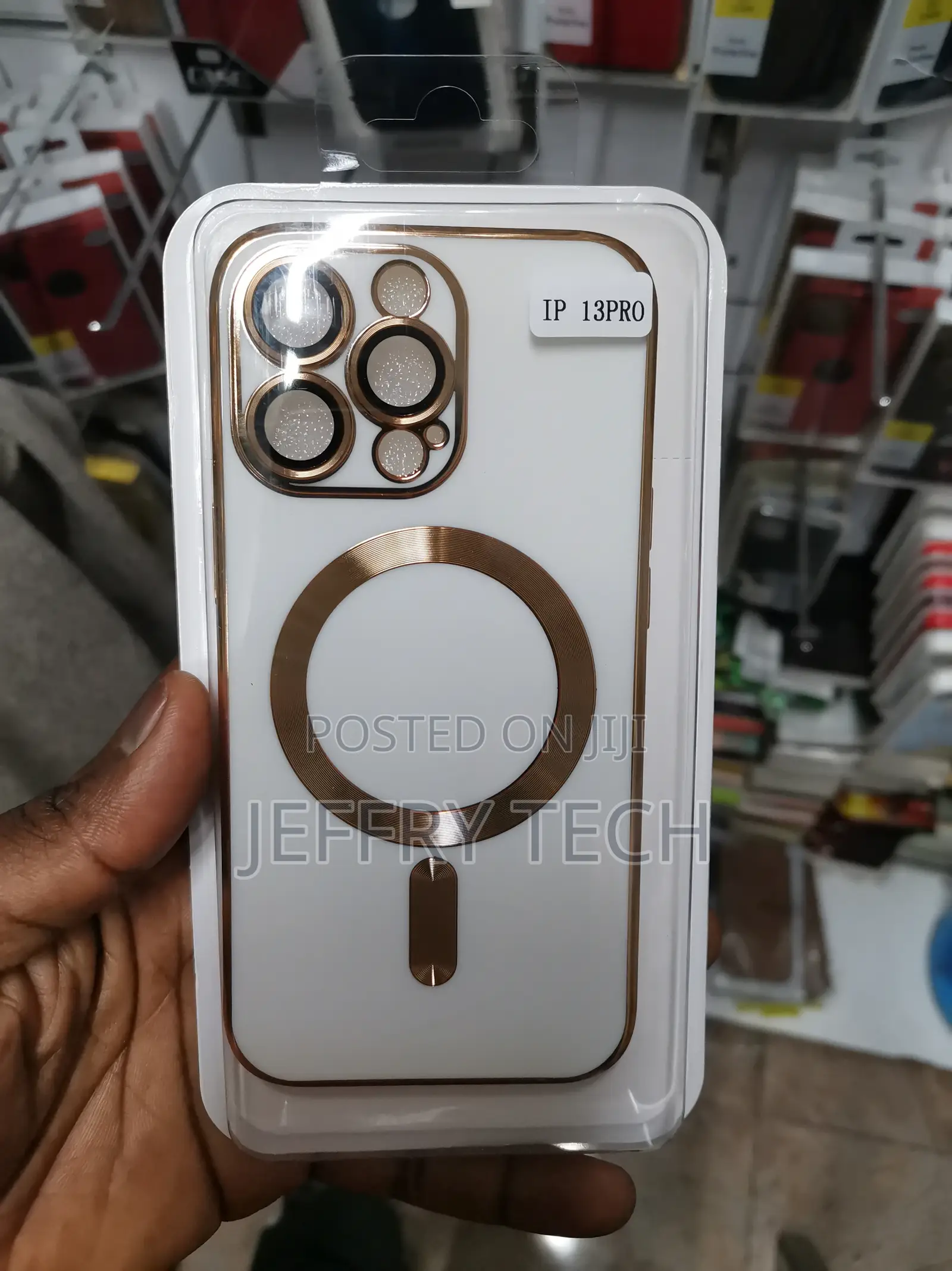 iPhone 13 Pro Gold Plated Magsafe Magnetic Phone Case White
