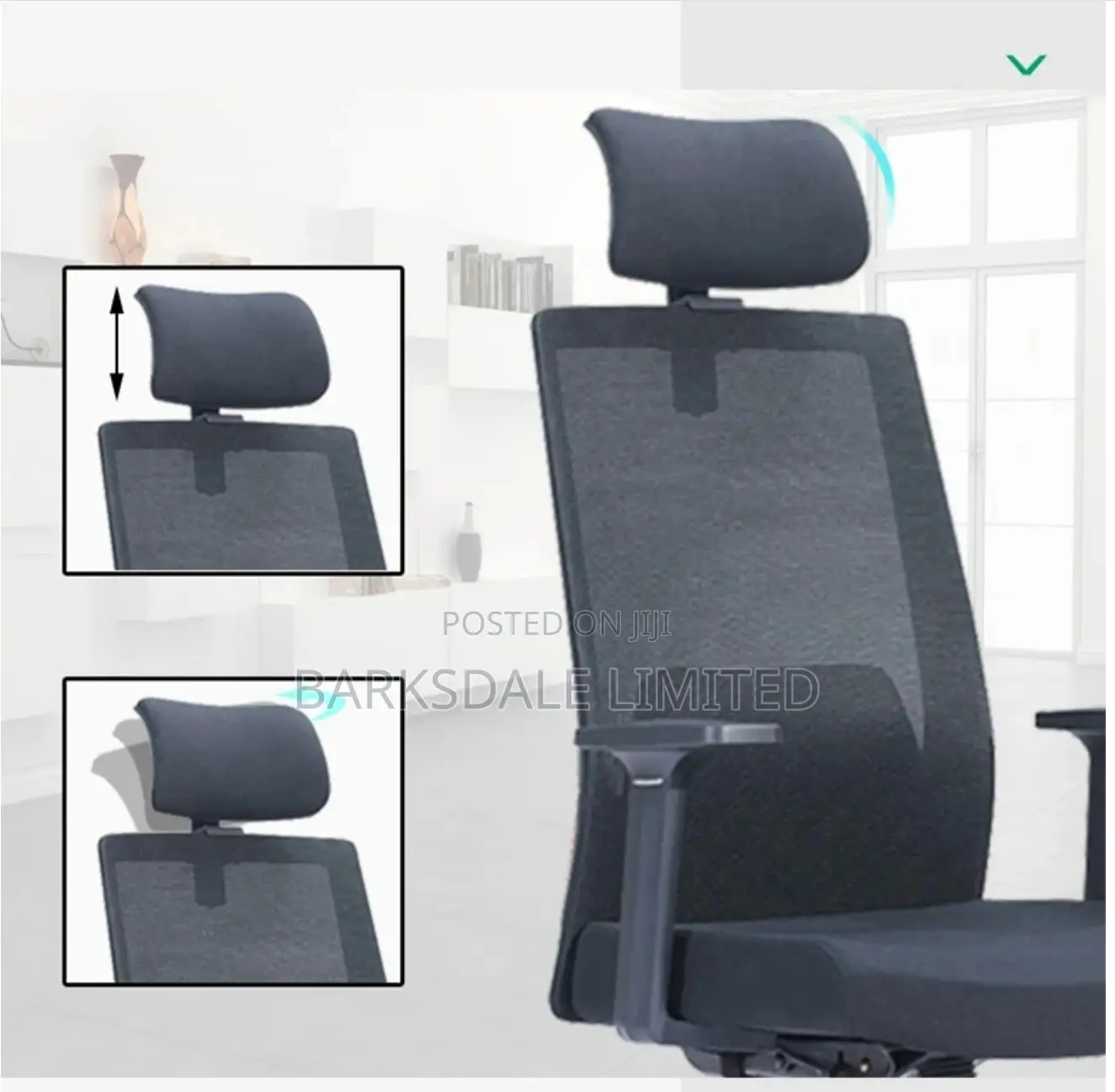 Black Back Mesh Arms Office Chair Ergonomic Lumbar Support