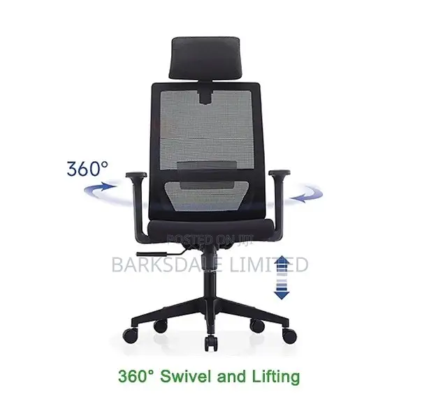 Black Back Office Chair Ergonomic Mesh Arms Lumbar Support