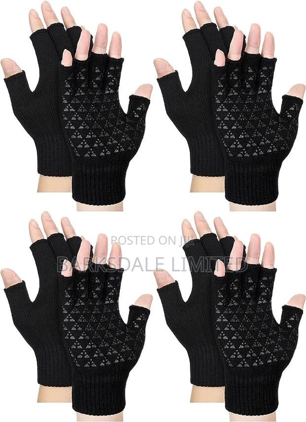 Half Fingerless Touchscreen Mittens Gloves Winter Cold - thumbnail 2