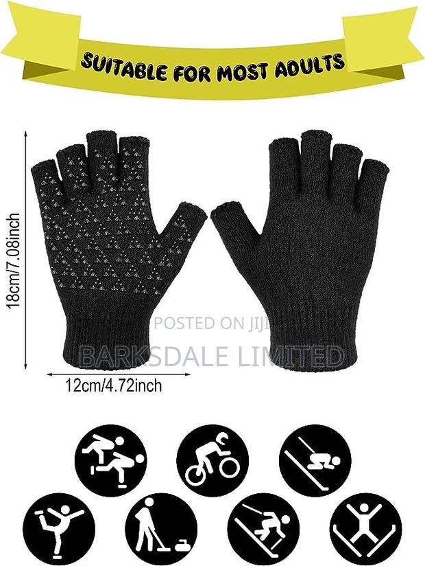 Half Fingerless Touchscreen Mittens Gloves Winter Cold - thumbnail 4