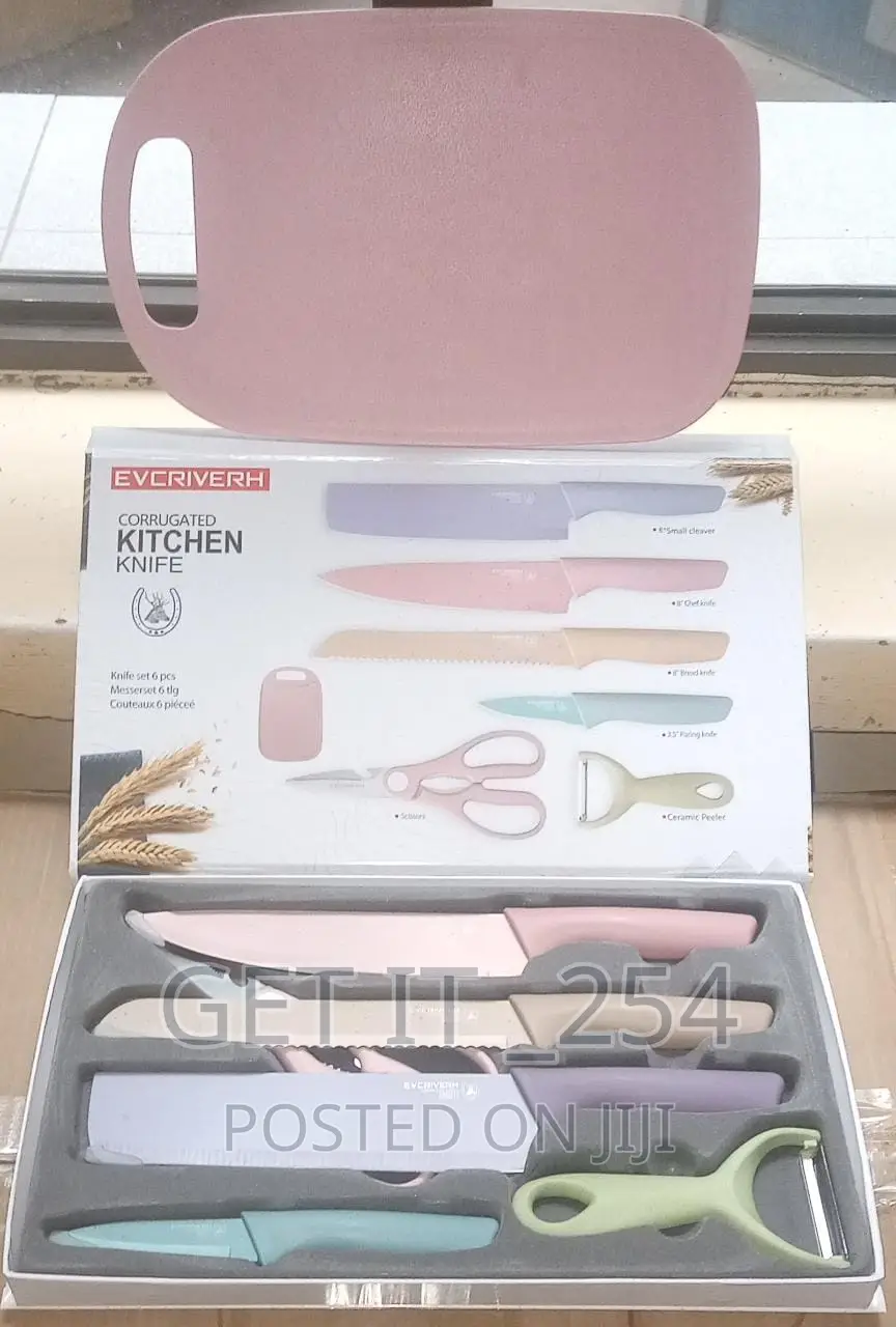 Design 2- 7pc Knife Set With Chop Board in a Box