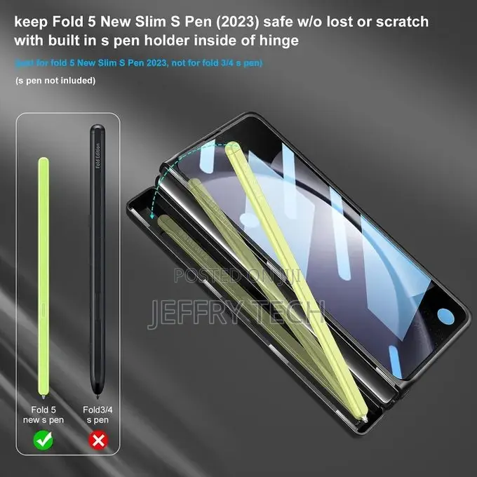 Samsung Z Fold 5 Case With Built in Hidden Slim S Pen Holder