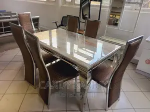 Modern Pure Marble 6 Seater Dining Table Set