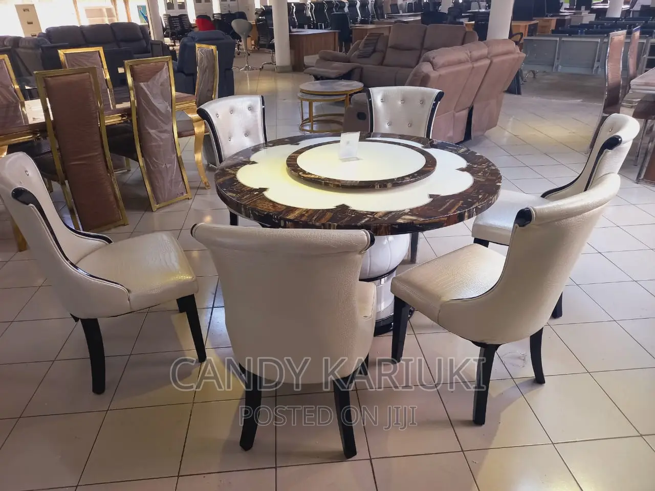 Pure Marble Round 6 Seater Dining Table With a Lazy Susan
