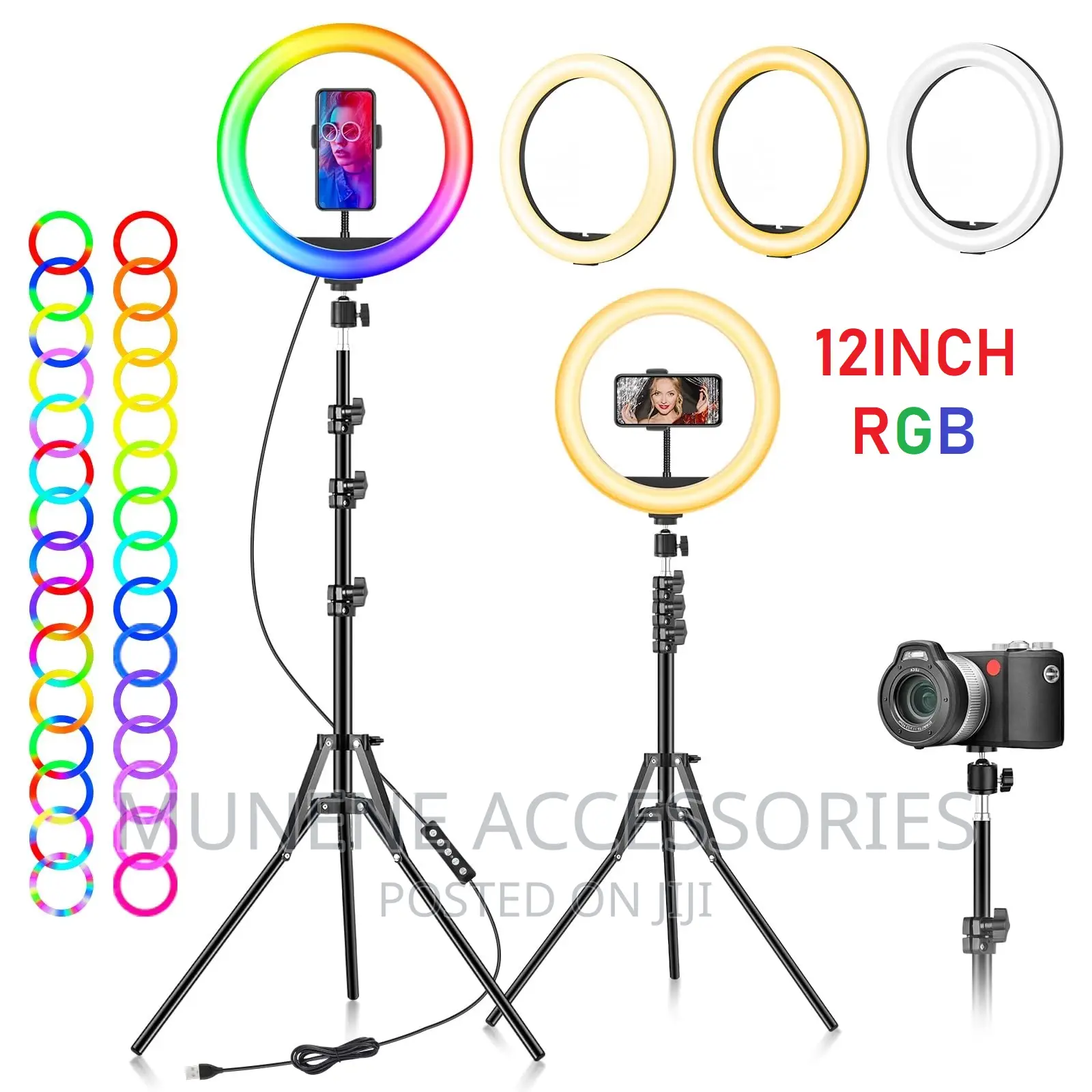 12 Inch RGB Ring Light With 82" Tripod - Dimmable