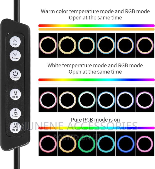 12 Inch RGB Ring Light With 82" Tripod - Dimmable - thumbnail 2