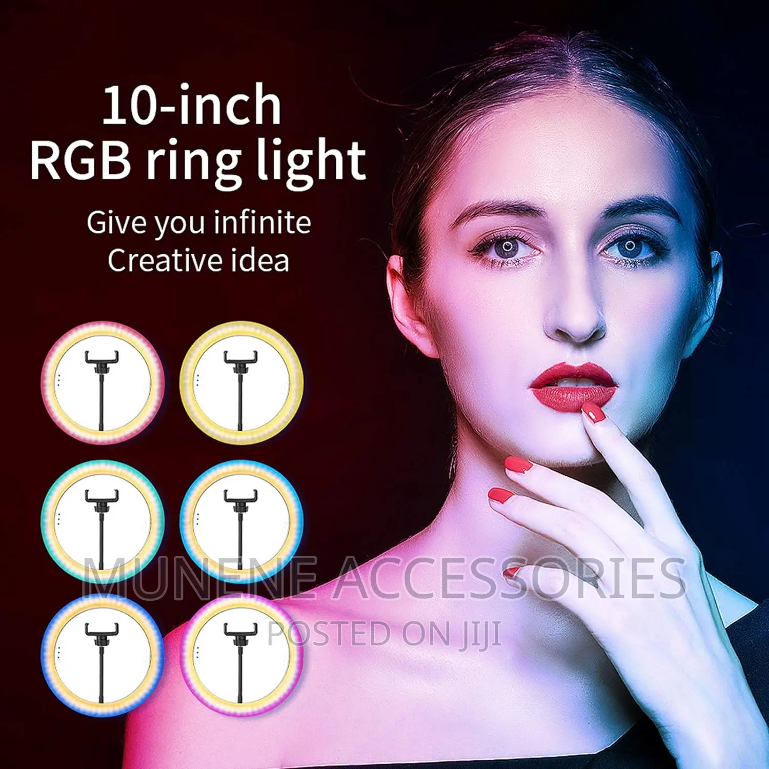 10 Inch RGB Ring Light With 82" Tripod - Dimmable