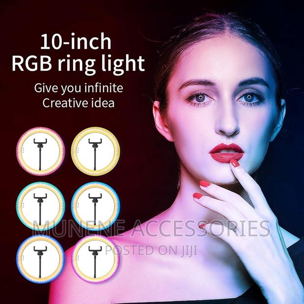 10 Inch RGB Ring Light With 82" Tripod - Dimmable - thumbnail 2