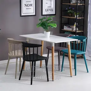 Wooden Table With Metallic Stands (L120cm W60cm H75cm