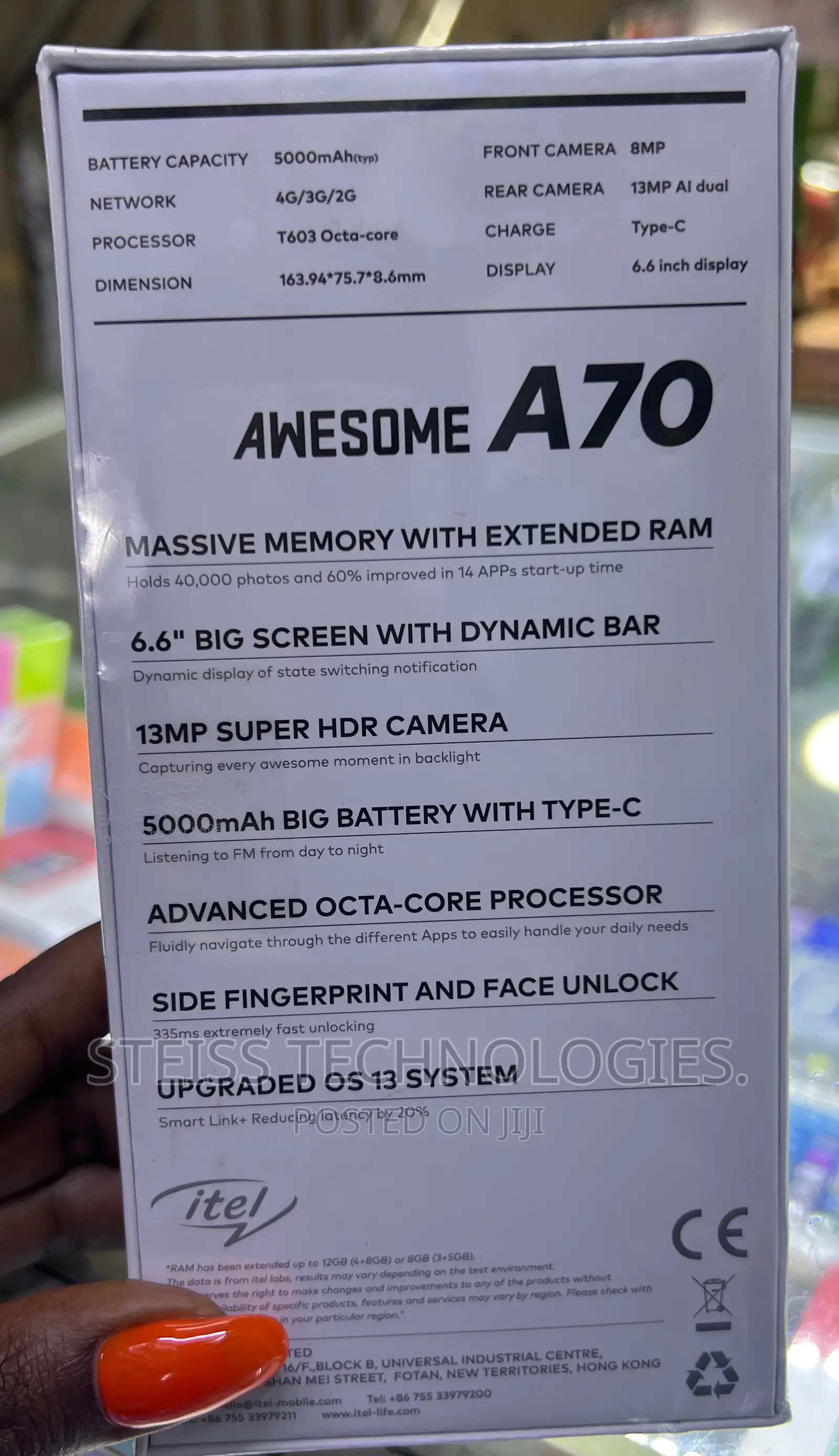 New Itel A70 128 GB Black