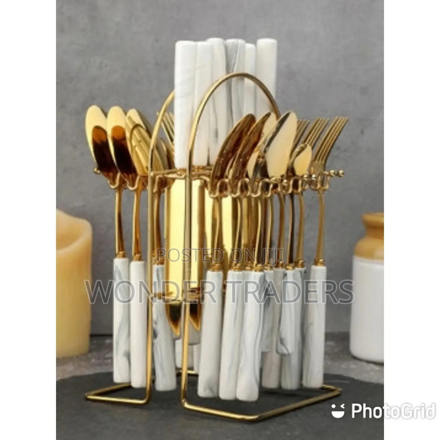 24pcs Golden Cultery Marble