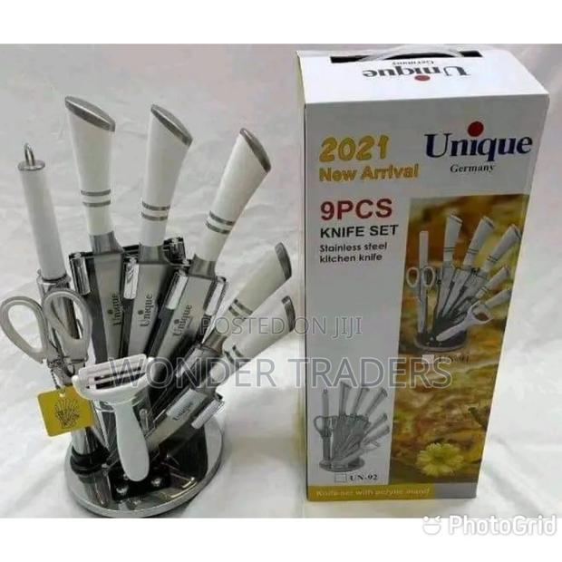 9pcs Unique Knife Set White - main view