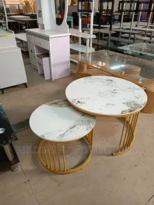 Pure Marble Nesting Table on Metallic Frames50/70cm Diameter