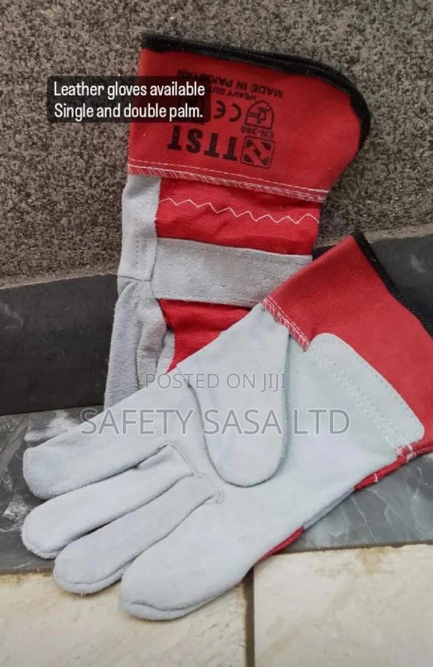 Leather Gloves: Red Leather/ Yellow Leather - thumbnail 3