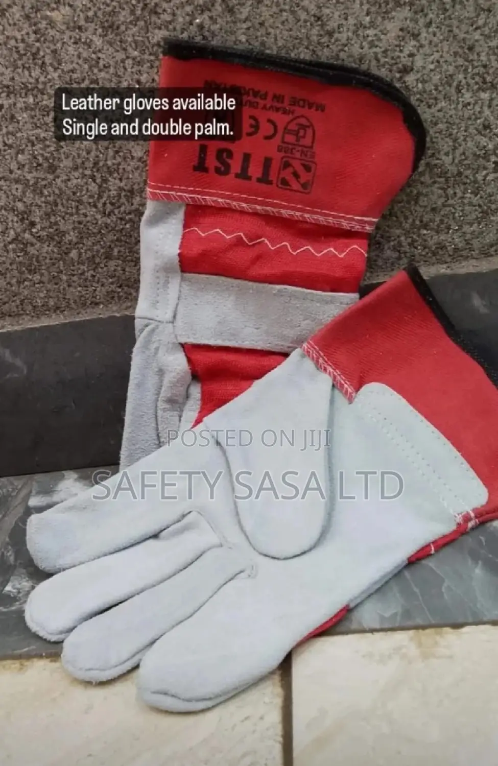 Leather Gloves: Red Leather/ Yellow Leather
