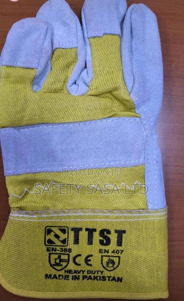 Leather Gloves: Red Leather/ Yellow Leather - main view