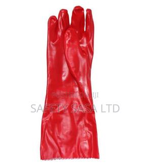 Red PVC Gloves 14inch - thumbnail 2