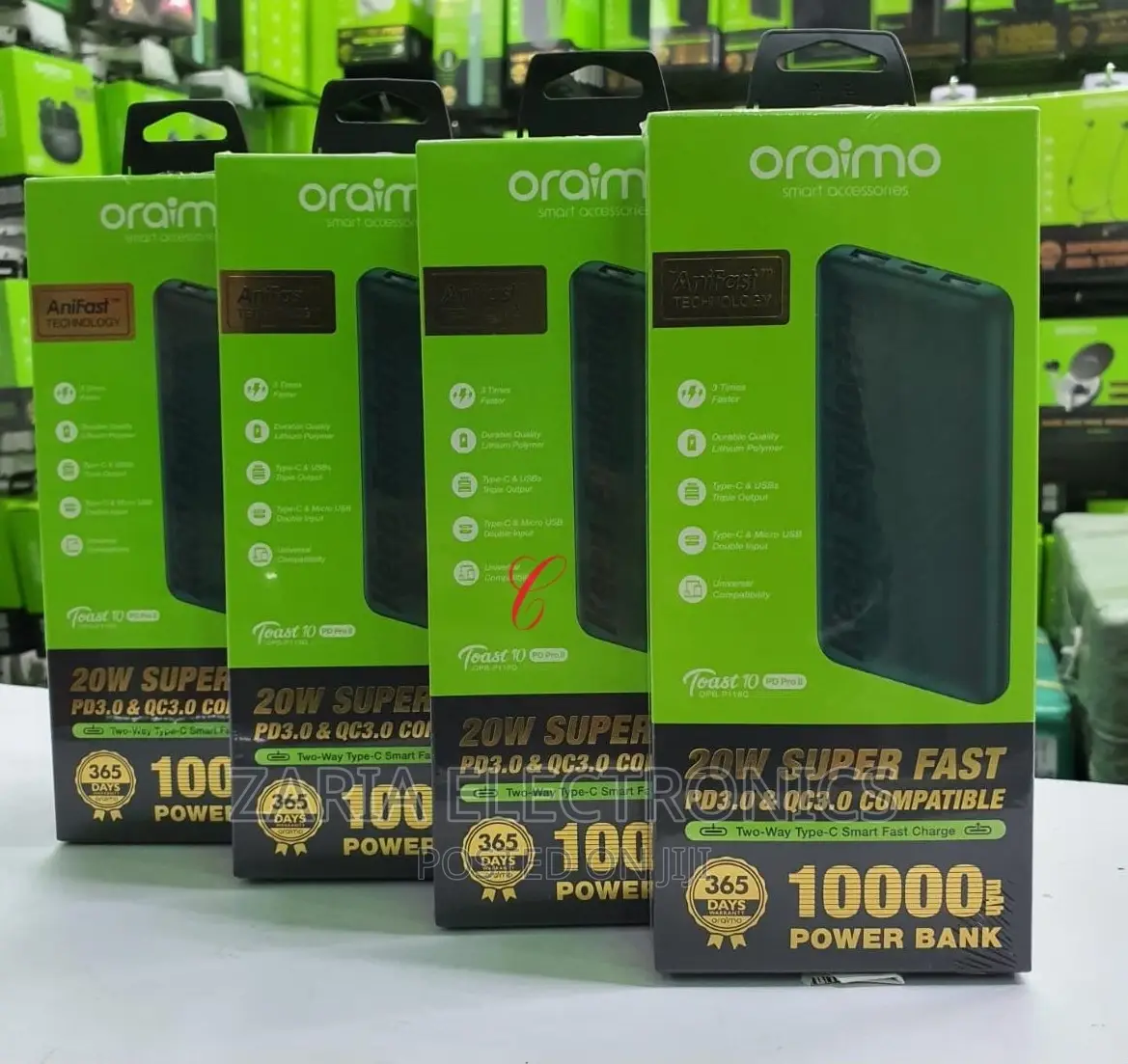22.5 Watts Oraimo 10000mah Power Bank, Super Fast