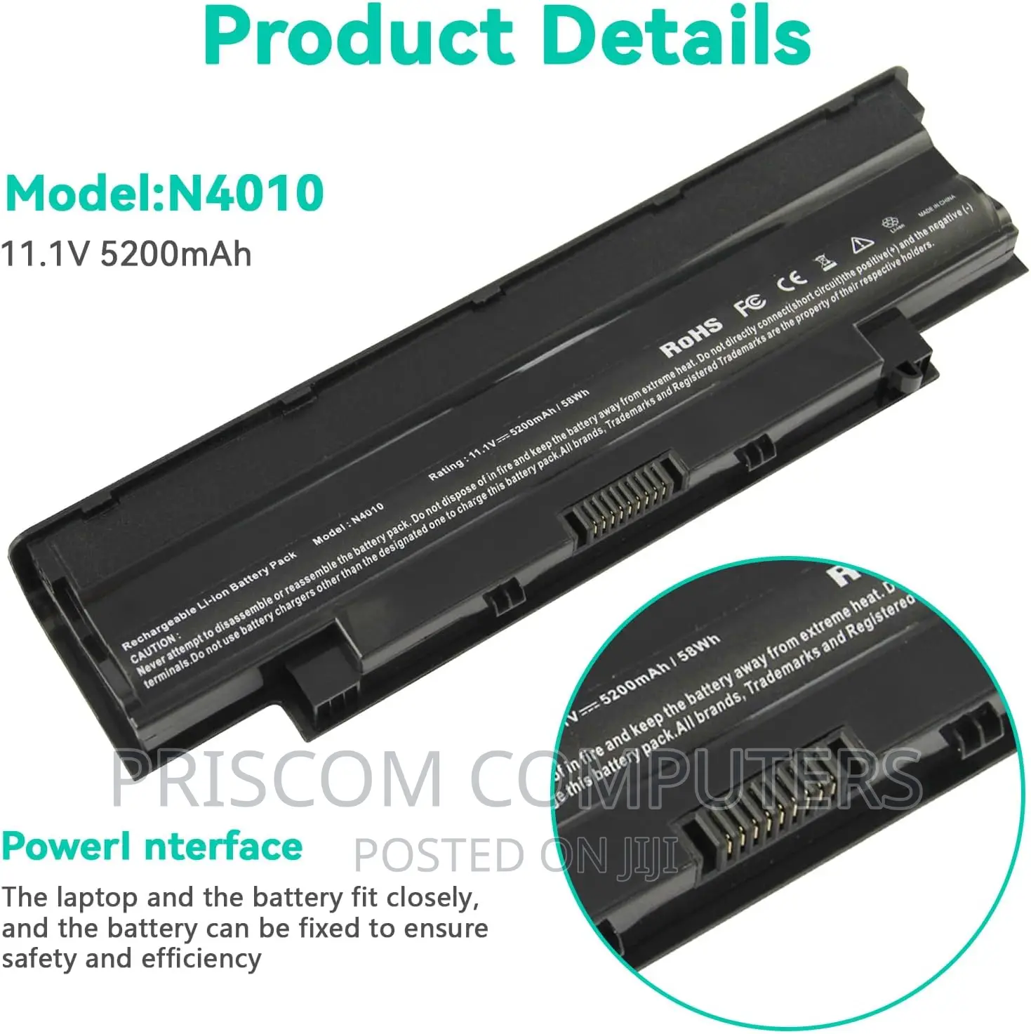 Laptop Battery for Dell Vostro 3550 3450 1440 JLKND TKV2V 4T
