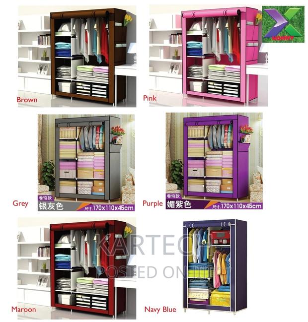 Portable Metallic Wardrobe Three Column