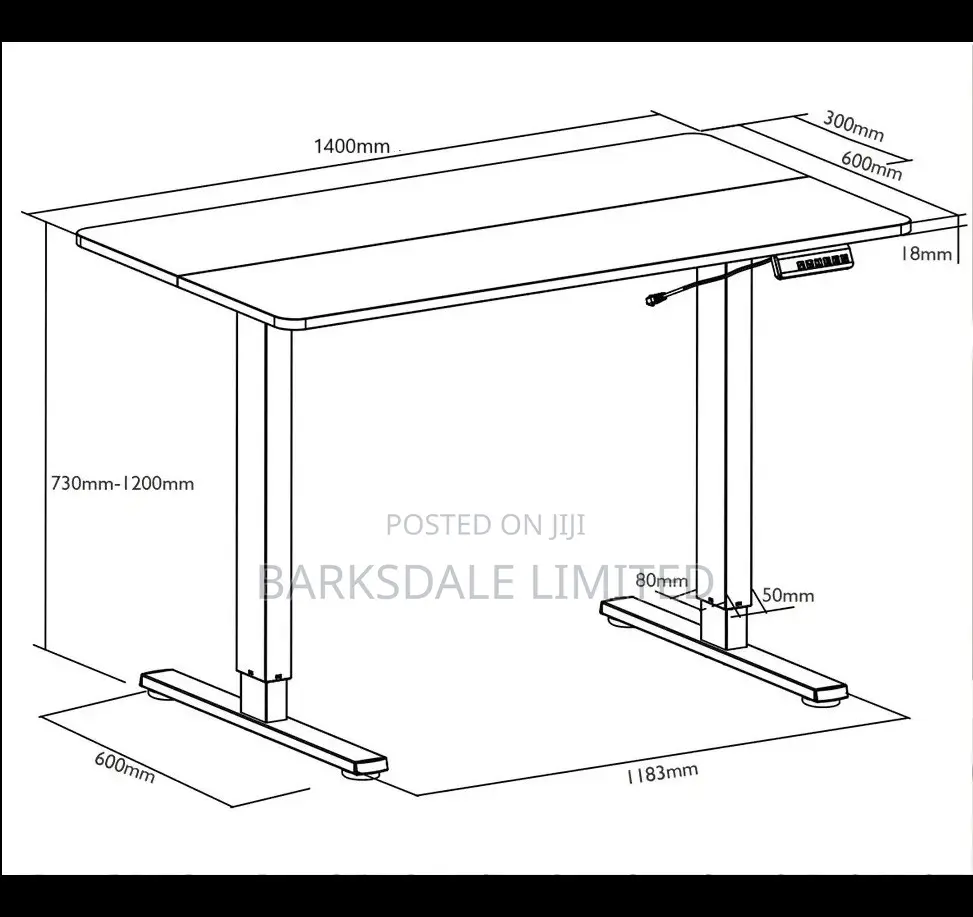 Table Electrical Adjustable Black Desk Office Standing