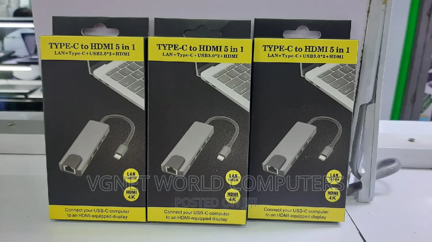 Type -C to HDMI 5 In1 Adapter.Lan+Typce-c +2usb+Hdmi.