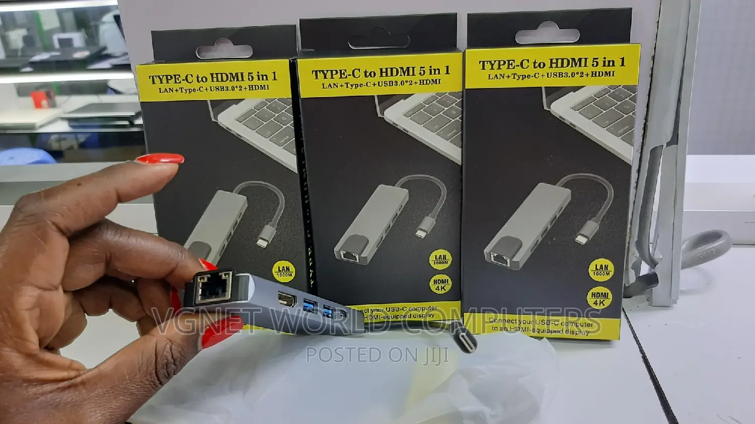 Type -C to HDMI 5 In1 Adapter.Lan+Typce-c +2usb+Hdmi.