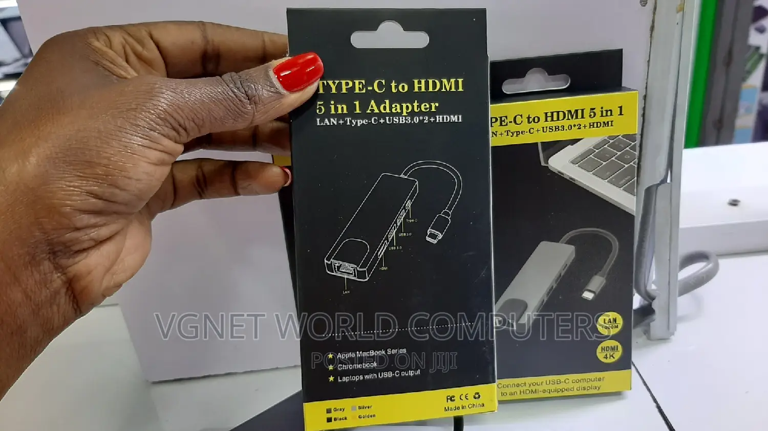 Type -C to HDMI 5 In1 Adapter.Lan+Typce-c +2usb+Hdmi.