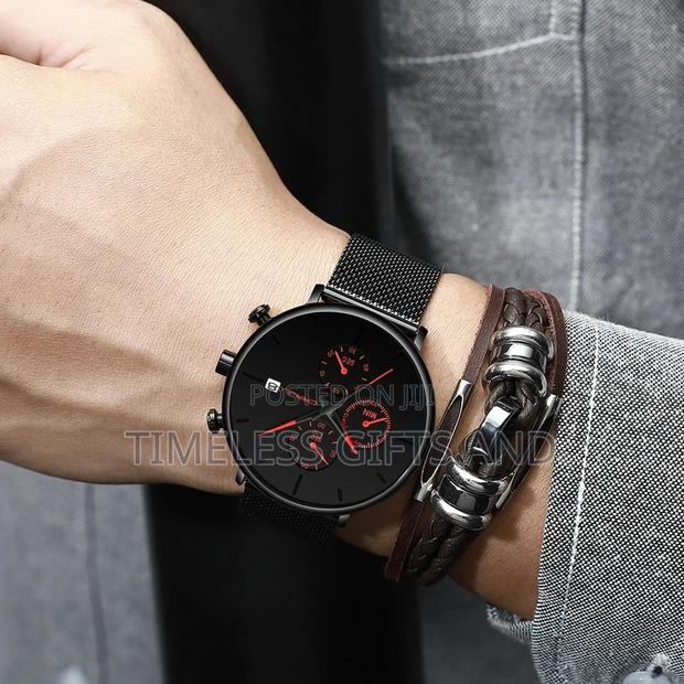 CRRJU 2268 Black Mesh Red Men Chronograph Watch - thumbnail 3