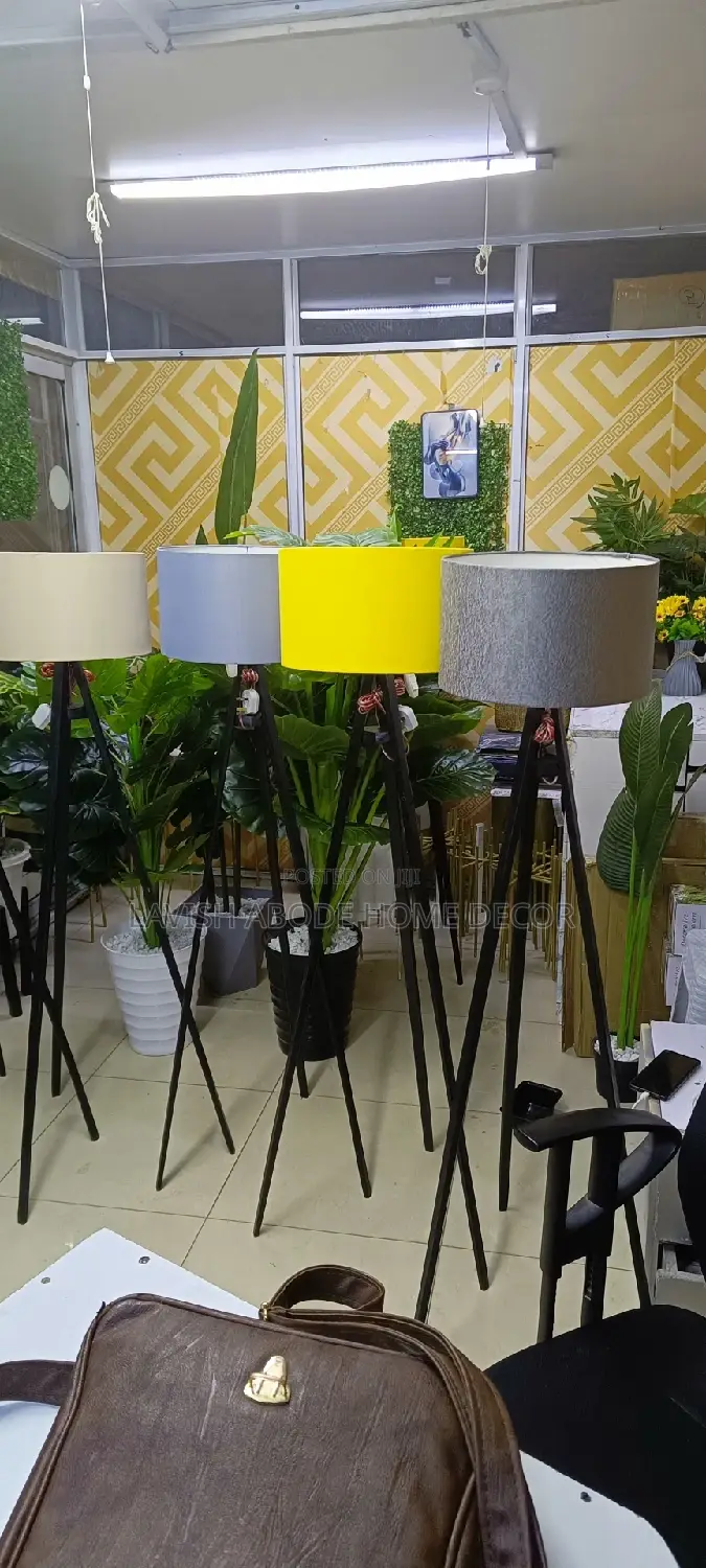 Floor Wooden Standing Tripod Lamp Long All Colors Available