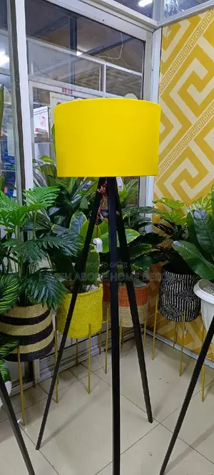 Mustard Yellow Floor Standing Tripod Lamp With Shade