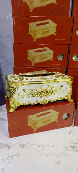 Decorative Serviette Holder/ Tissue Box in Gold White