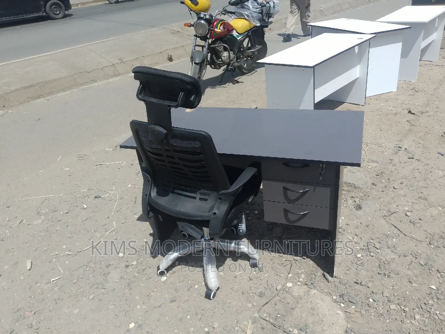 Office Desk Size 1.2 Metre Desk Gray and Headrest Chair. in Kahawa West