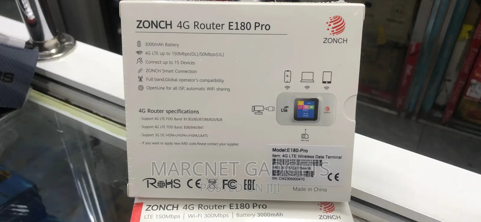Zonch 4G Portable Mifi E180 Faiba JTL Saf Airtel Telkom