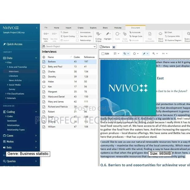 Nvivo Enterprise 20 - main view