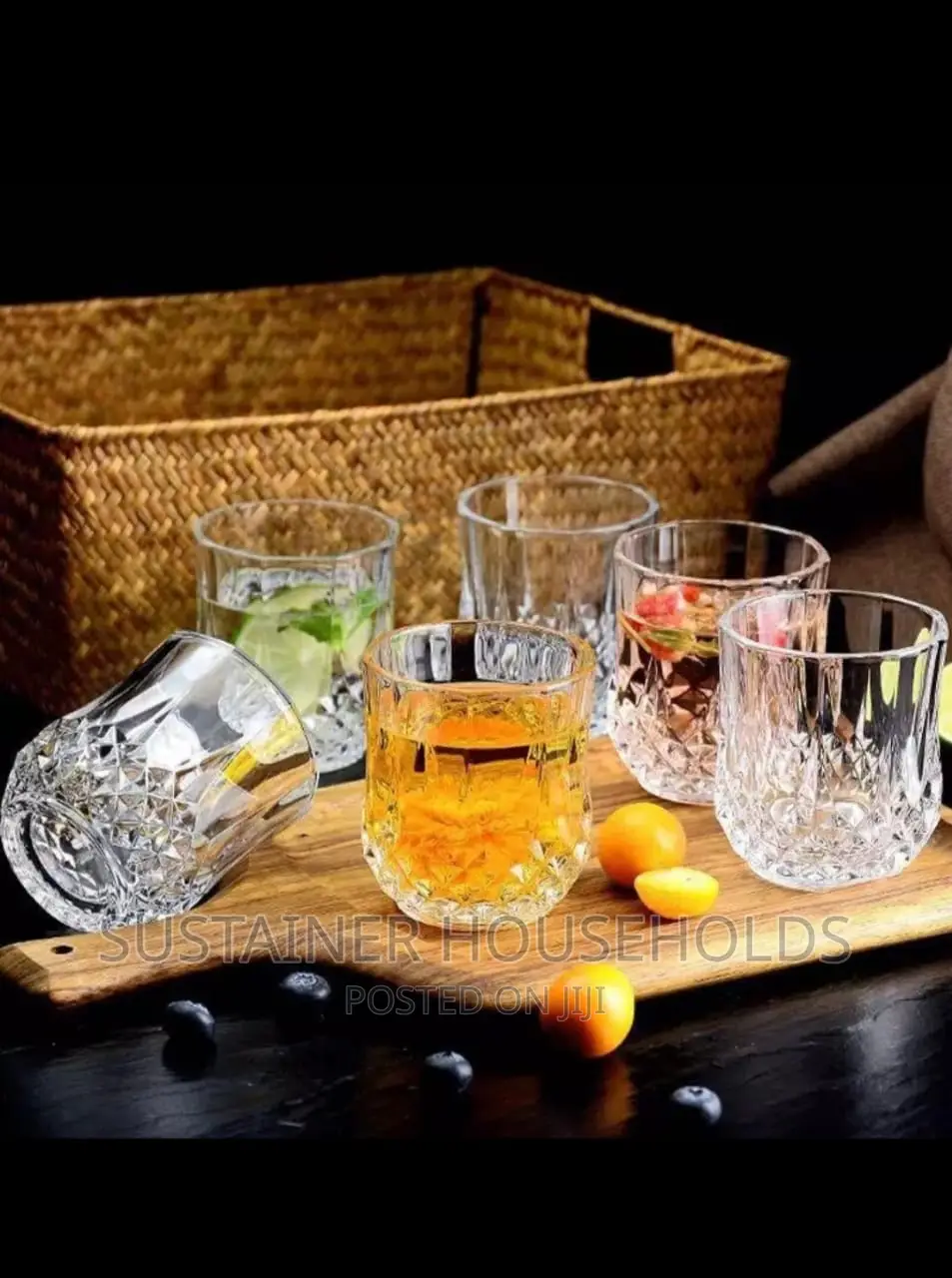 *6pcs Short Diamond Whisky Glasses