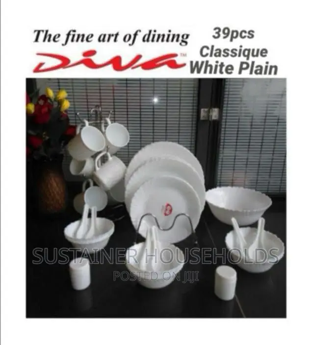 39 PCS Classique Dinner Sets Plain White