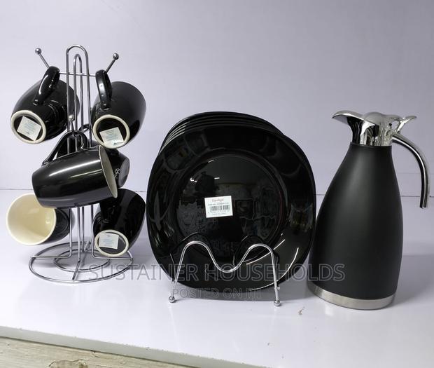 6 PCS 11" Quality Square Dinner Plate,6pcs Cups,2l Flask - main view