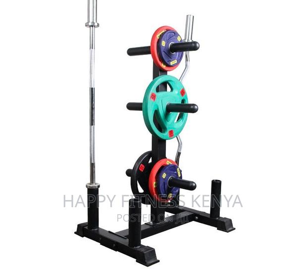 Barbell Holder Weight Plate Stand Shelf Removable - main view