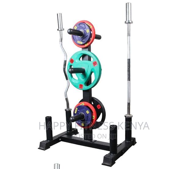 Barbell Holder Weight Plate Stand Shelf Removable - thumbnail 4
