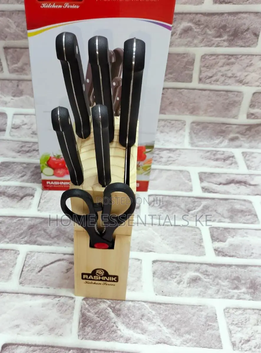 7pc Knife Set With Black Handles