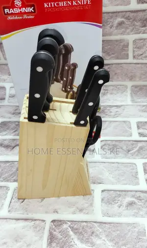 7pc Knife Set With Black Handles