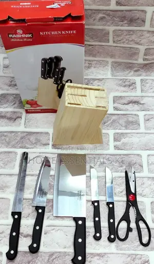 7pc Knife Set With Black Handles