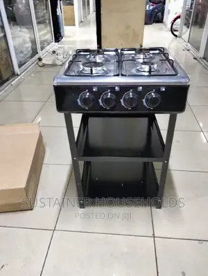 Four Burner Table Top With Standing Shelves Silver Top